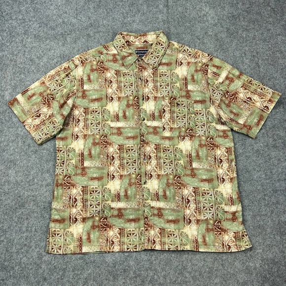 Weekender Shirt Mens Extra Large Brown Hawaiian Short Sleeve Button‎ Up Camp VTG - Picture 1 of 12